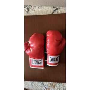 Everlast Boxing Gloves vintage Red Leather Left Hand Autograph Lace Original USA